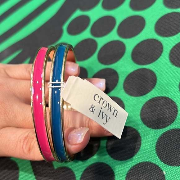 New crown and Ivy bangle bracelet set blue and gold magenta and gold accessories - Picture 3 of 5